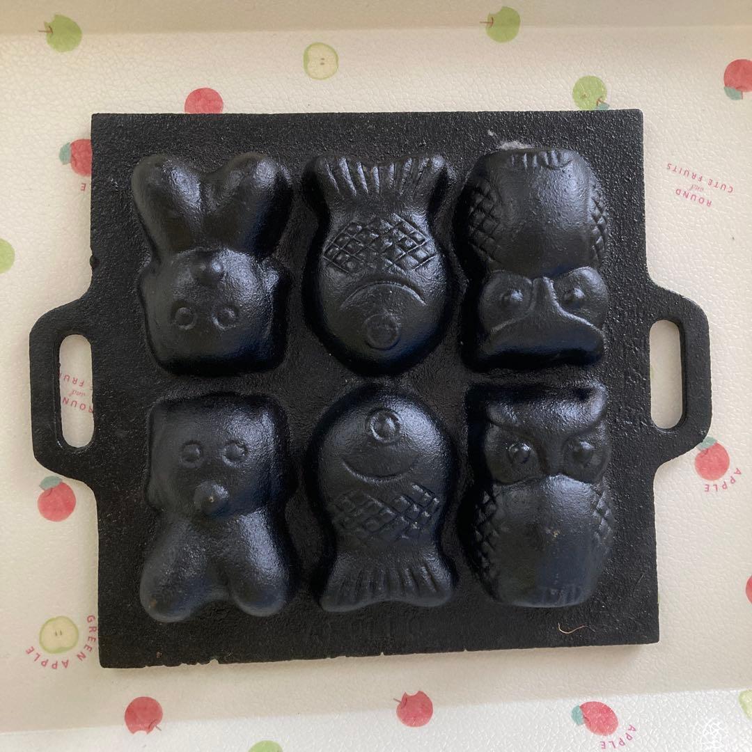 鉄器　人形焼型 6個動物形状　昭和希少品