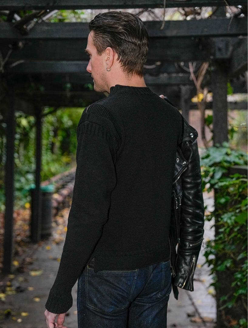 激レア ルイスレザー フィッシャーマンニット 38 ライダースジャケット