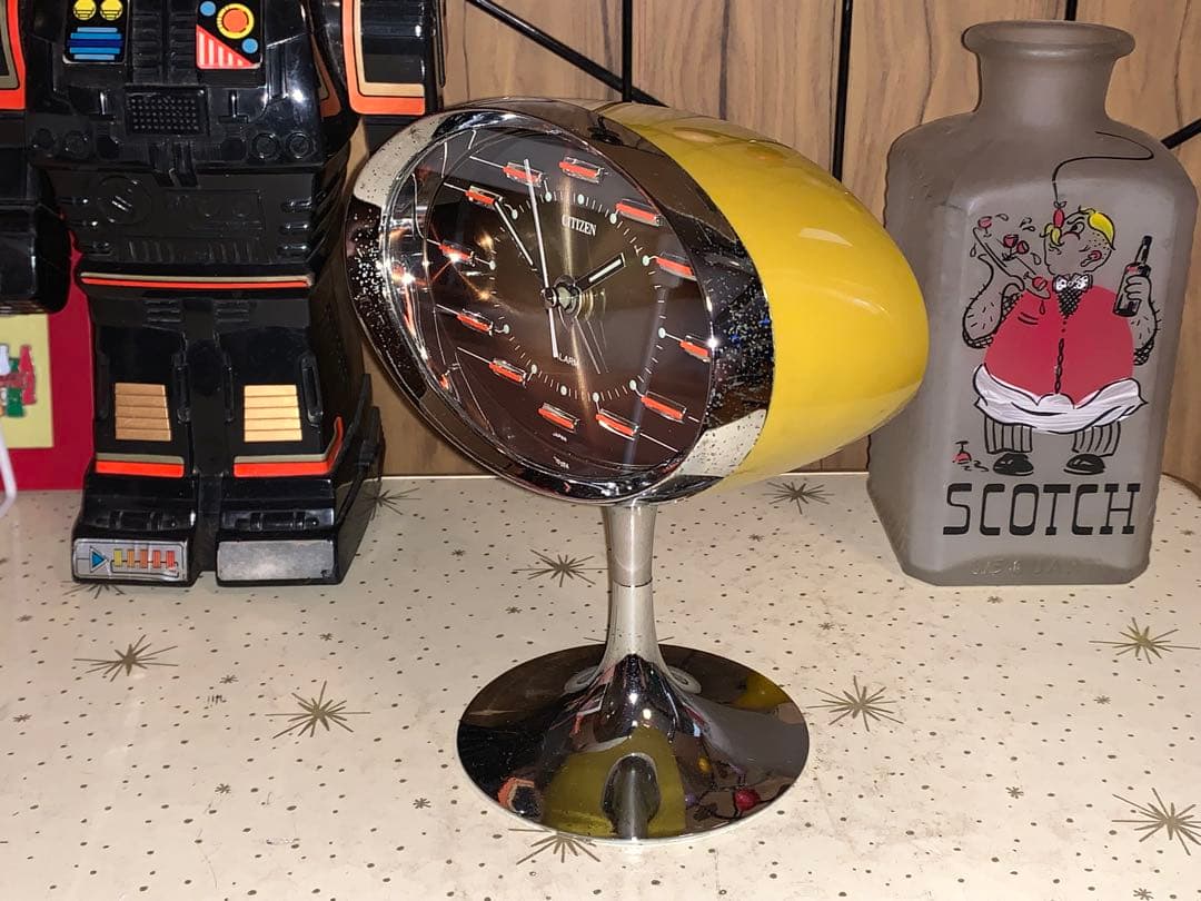 昭和レトロ　動作品　シチズン CITIZEN アラーム付　置時計　スペースエイジ