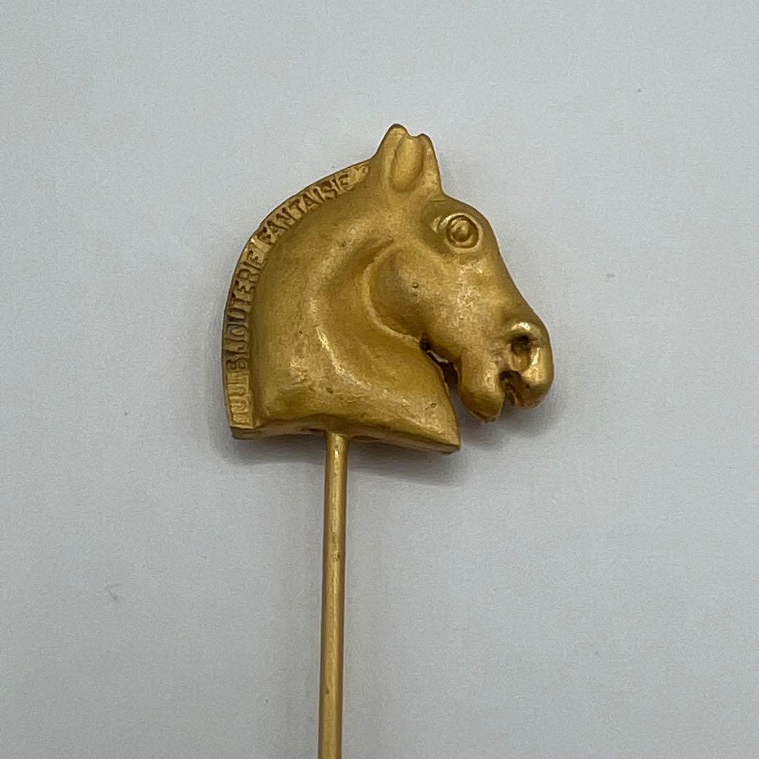 【極美品】エルメス ピンブローチ ホースヘッド 馬 シュバル ゴールド金具