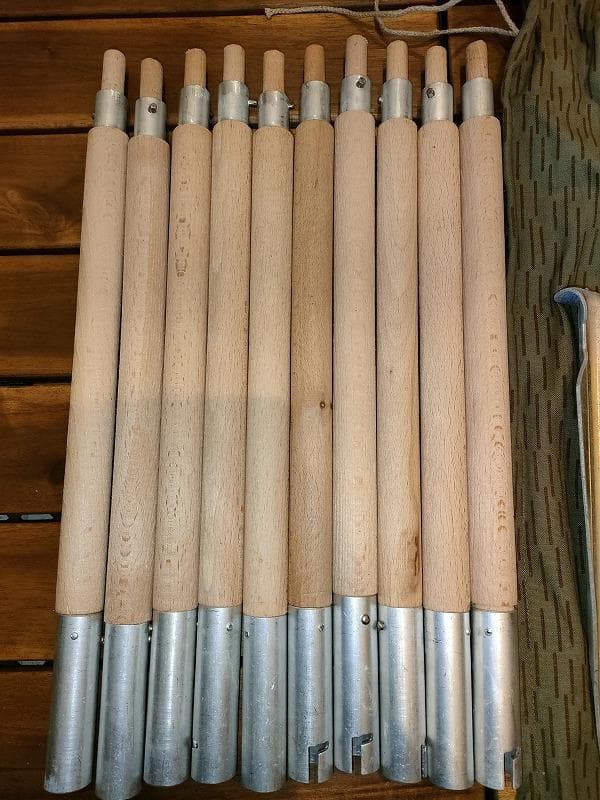 東ドイツ軍 テント用ポール10本 専用ペグ４本セット 収納袋付き