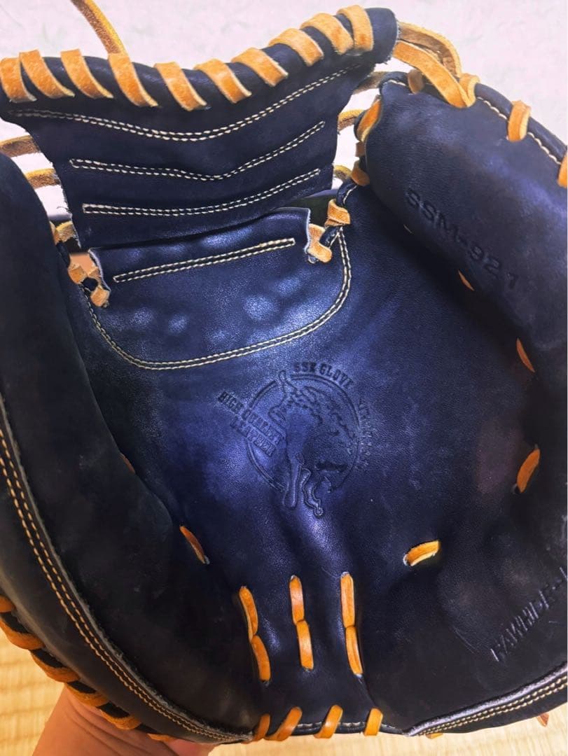 SSK軟式グローブ ブラック/オレンジ　キャッチャーミット