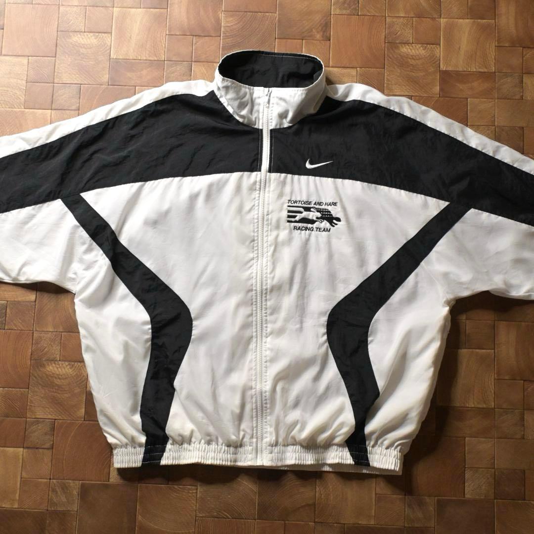 B*様 90s　ナイキ　企業ロゴ ナイロンジャケット　ホワイト　ブラック　白黒