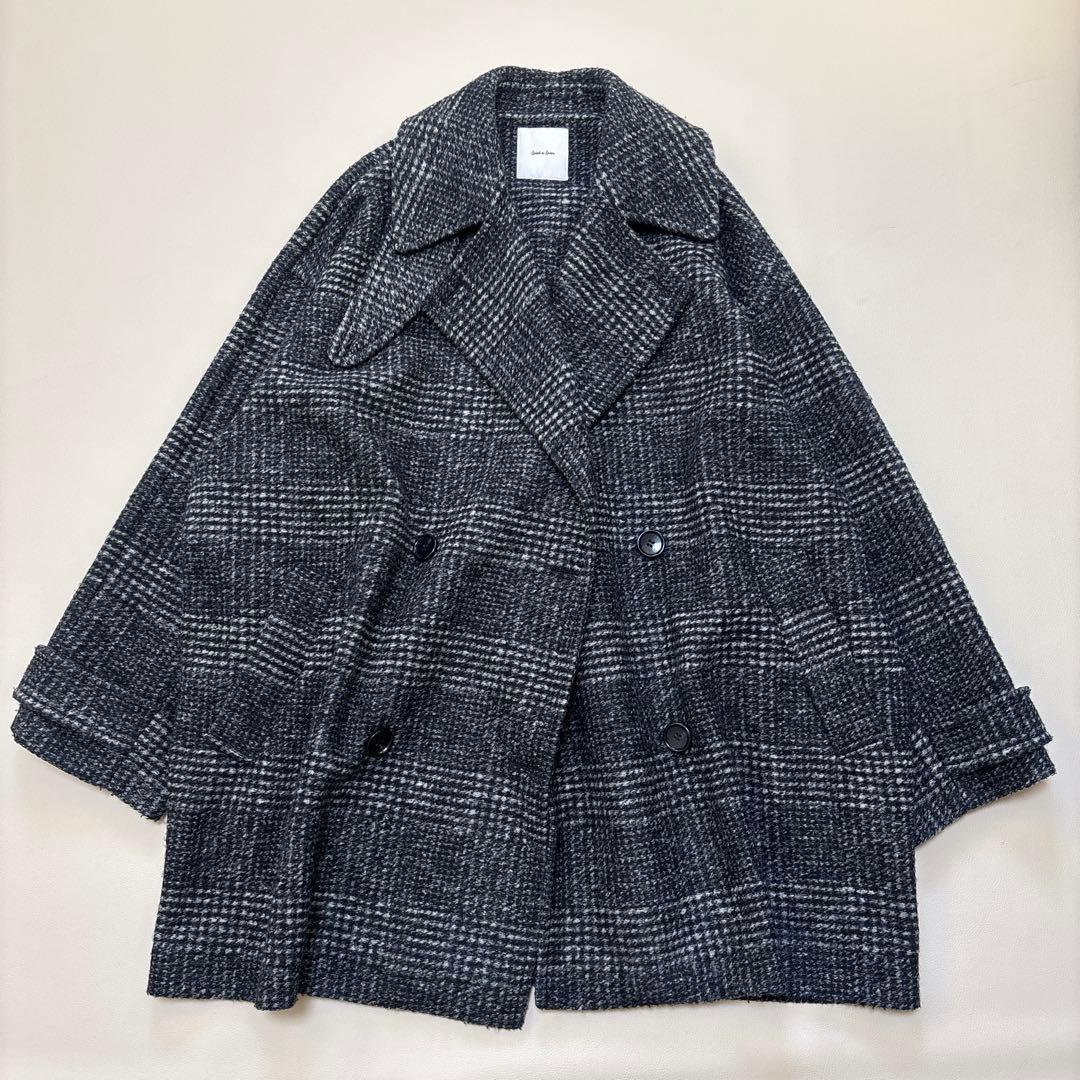 スピックアンドスパン Wスライバーチェックハーフコート38