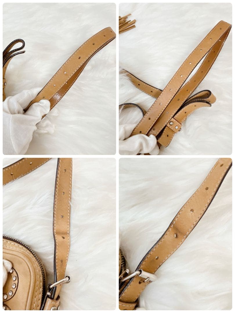 ロエベ　ショルダーバッグ　アナグラム　ラインストーン　ビジュー　フリンジ　ミニ