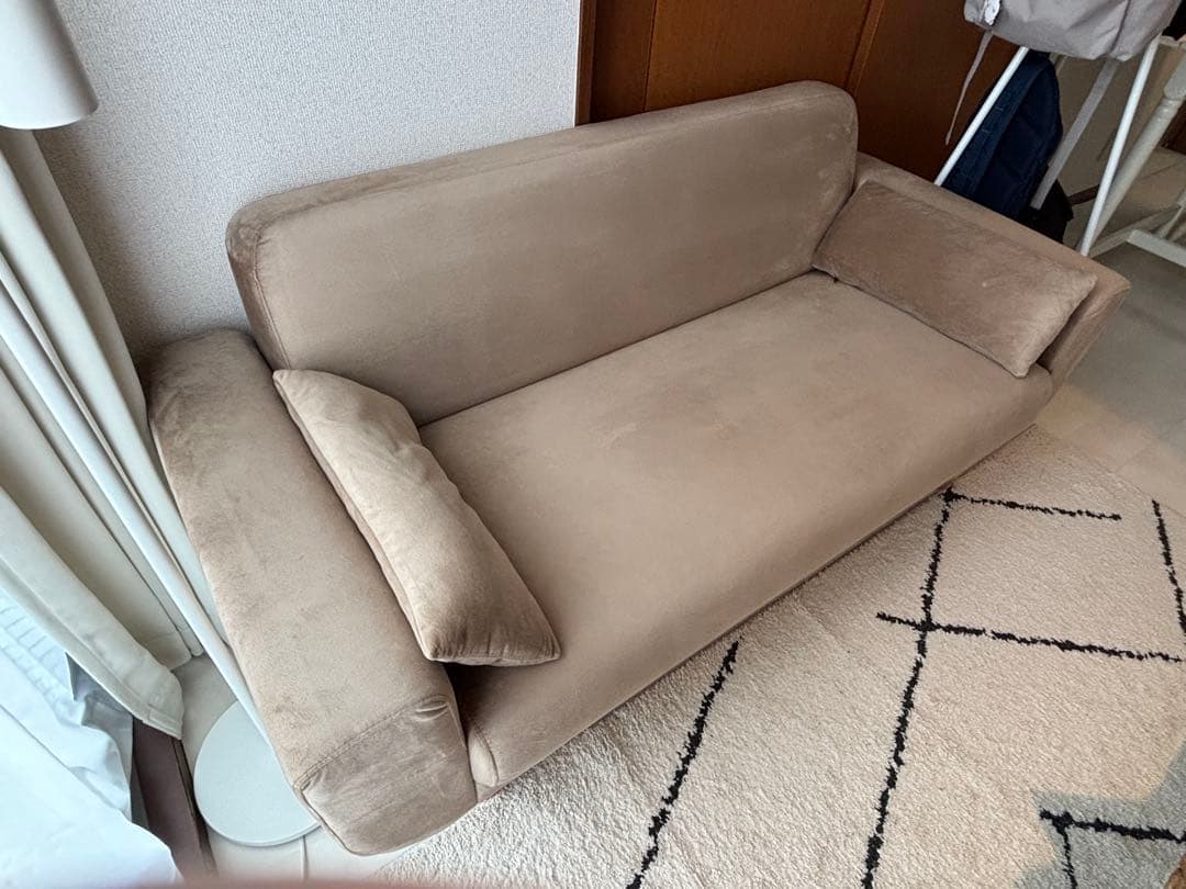 【力】ベージュ ブラウン 2.5人掛けソファ ロータイプ LOWYA