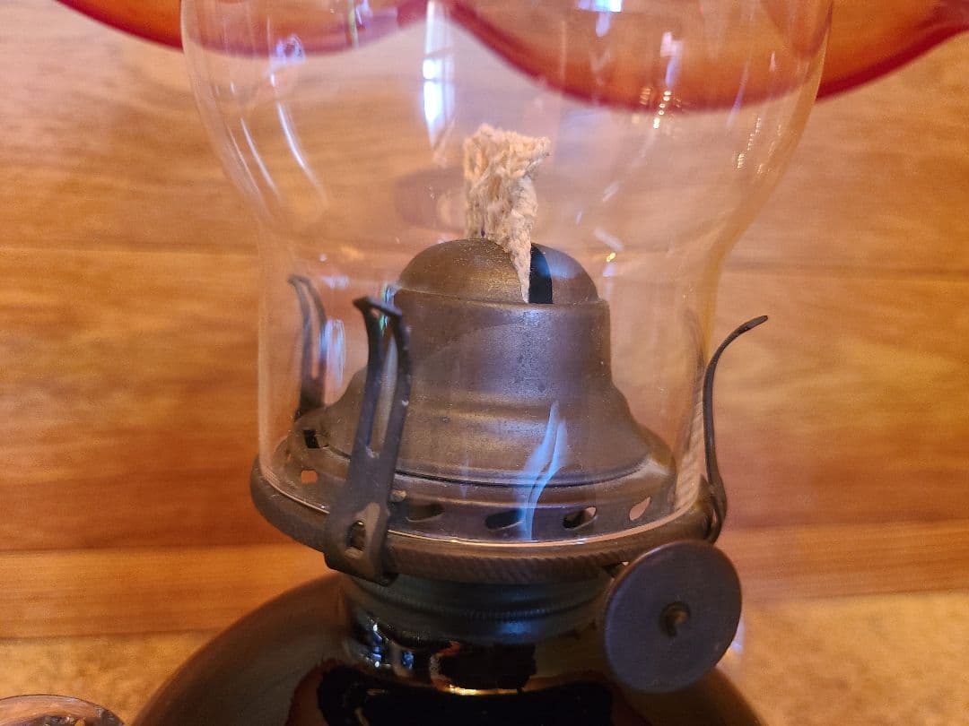 北一硝子　灯油ランプ　レトロ　アンティーク　替芯2個付