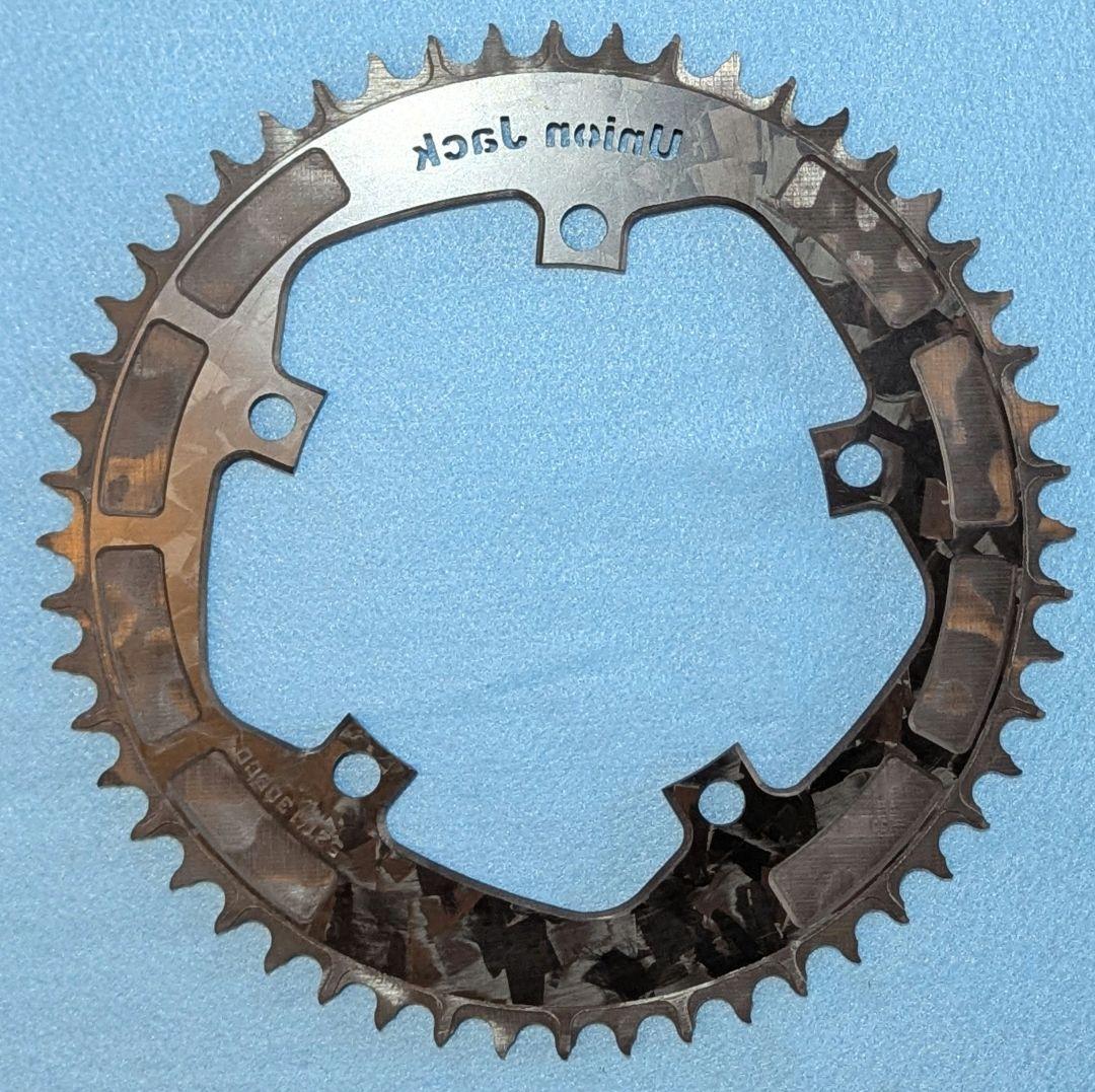 union jack カーボンチェーンリング　結晶模様 52T pcd130