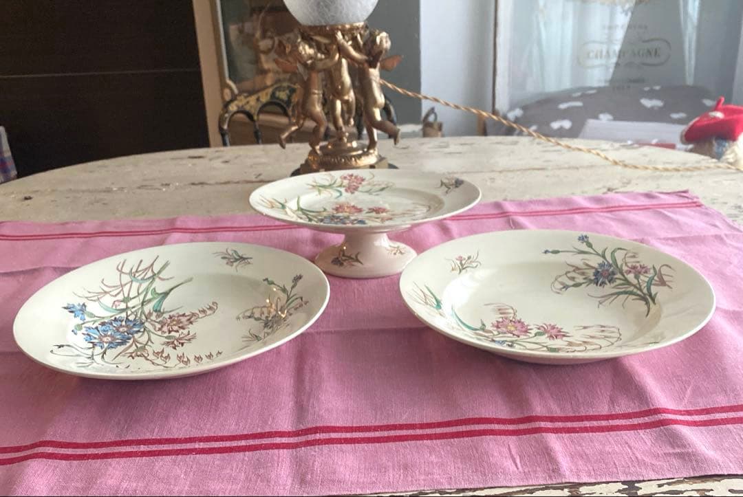 フランスアンティークLunevilleリュネヴィルBLEUET矢車菊 深皿【B】