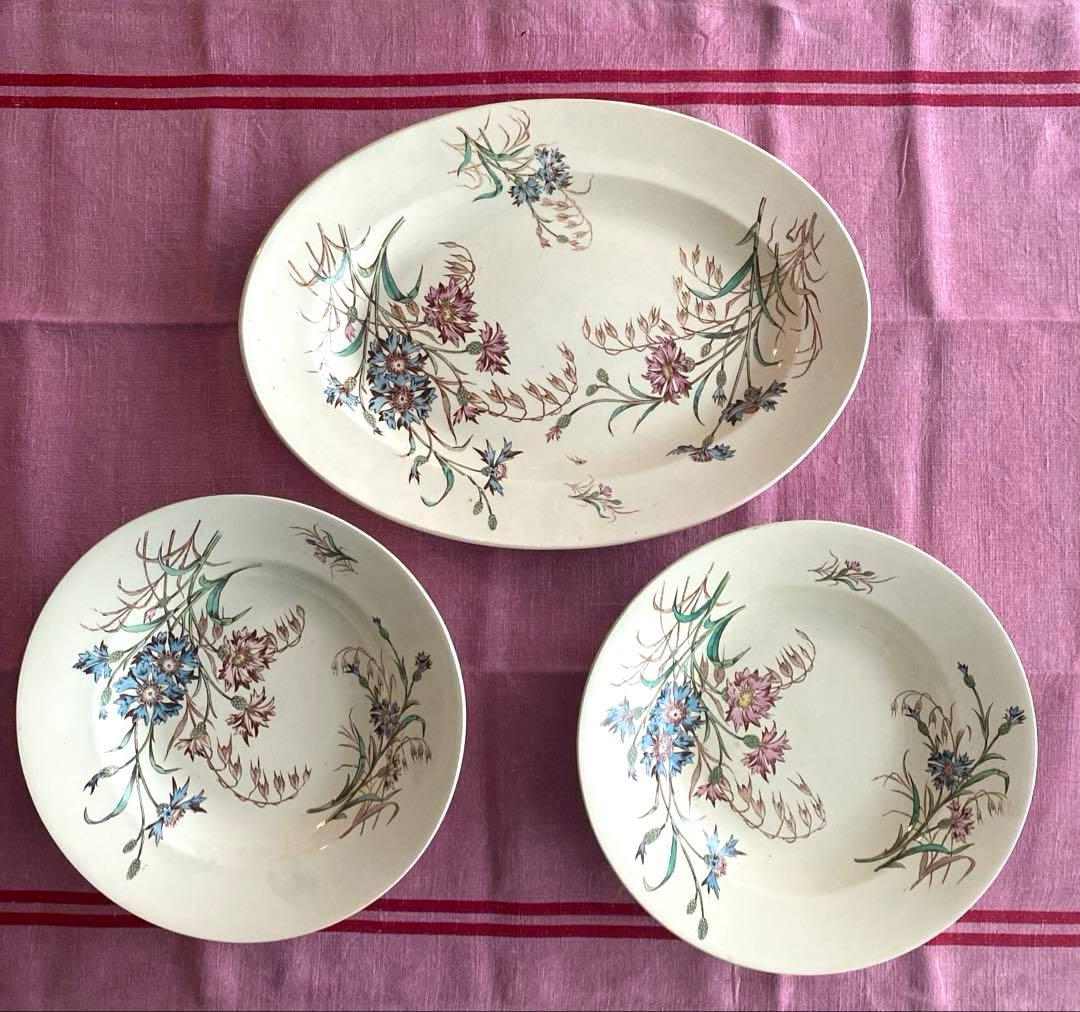 フランスアンティークLunevilleリュネヴィルBLEUET矢車菊 深皿【B】