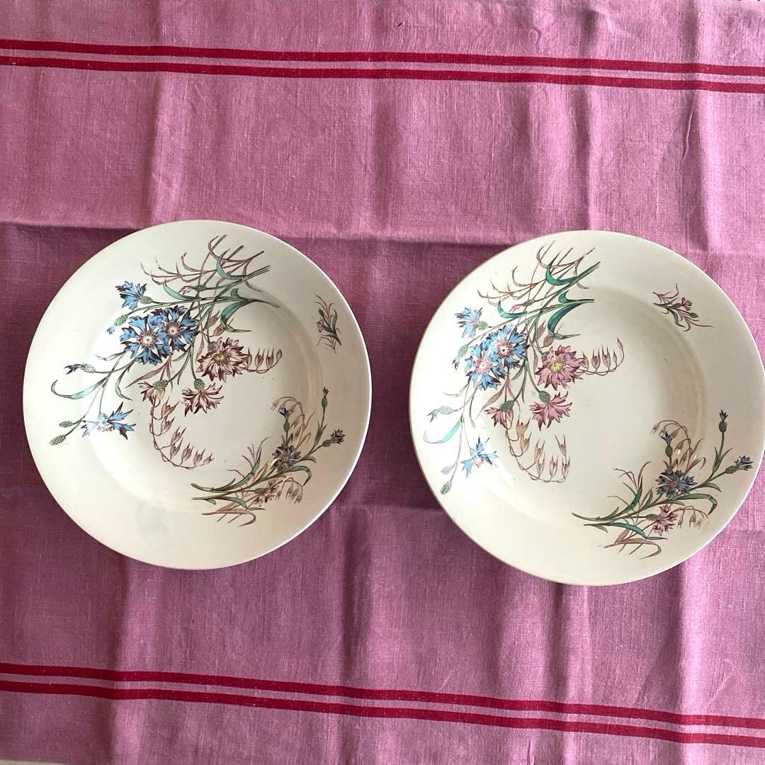 フランスアンティークLunevilleリュネヴィルBLEUET矢車菊 深皿【B】