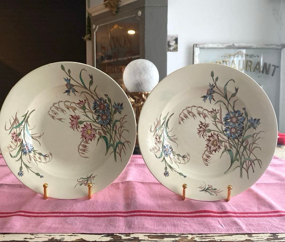 フランスアンティークLunevilleリュネヴィルBLEUET矢車菊 深皿【B】