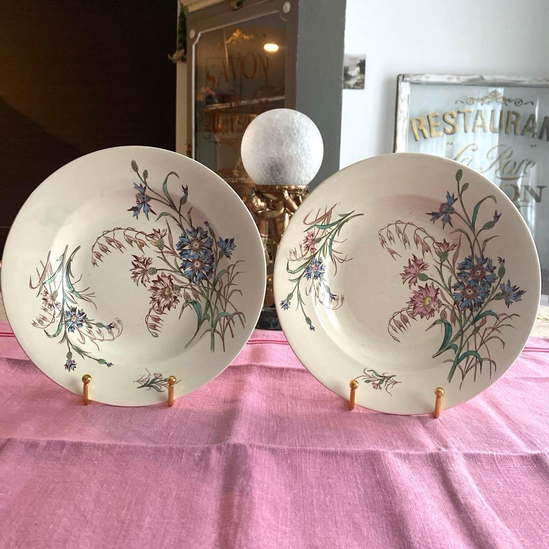 フランスアンティークLunevilleリュネヴィルBLEUET矢車菊 深皿【B】