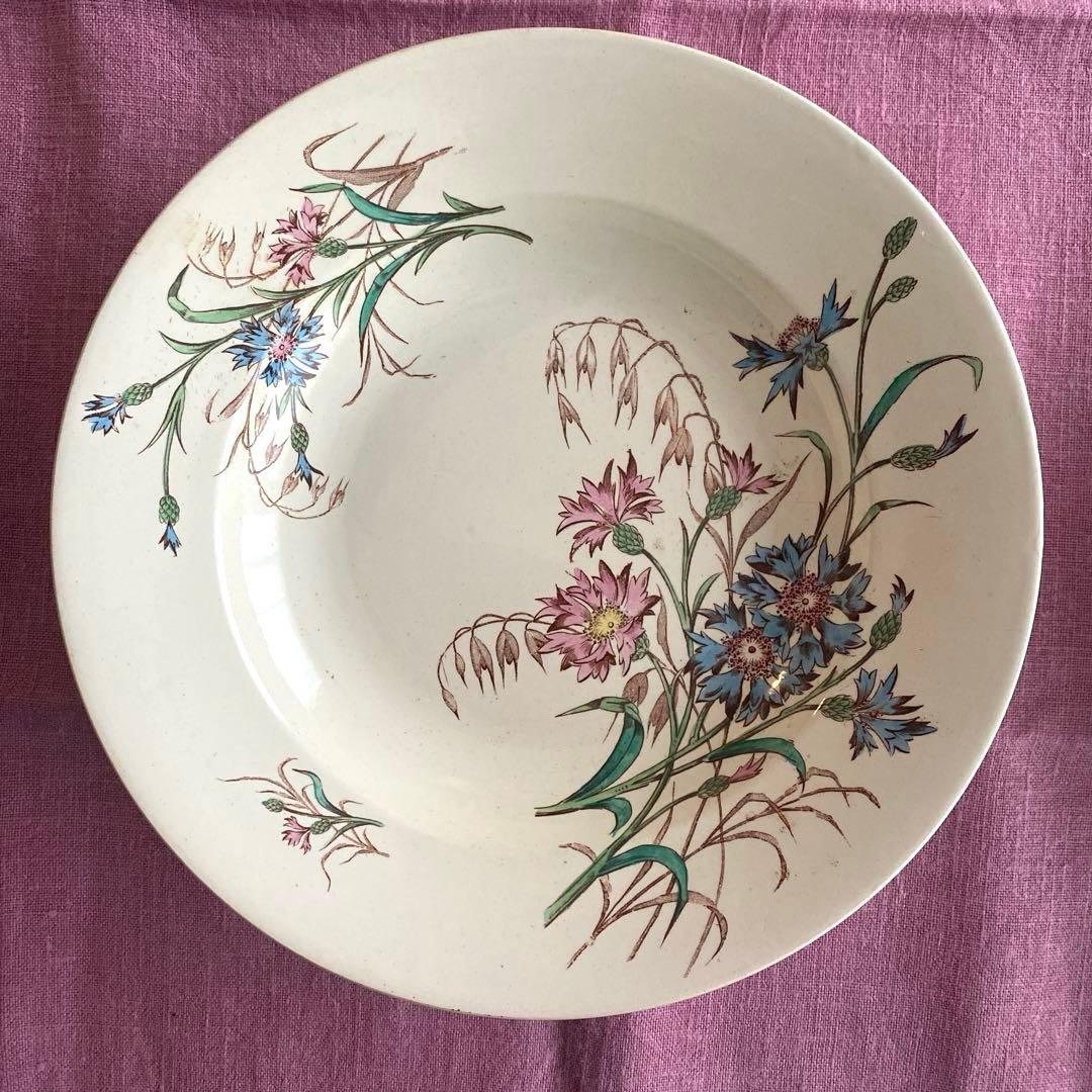 フランスアンティークLunevilleリュネヴィルBLEUET矢車菊 深皿【B】