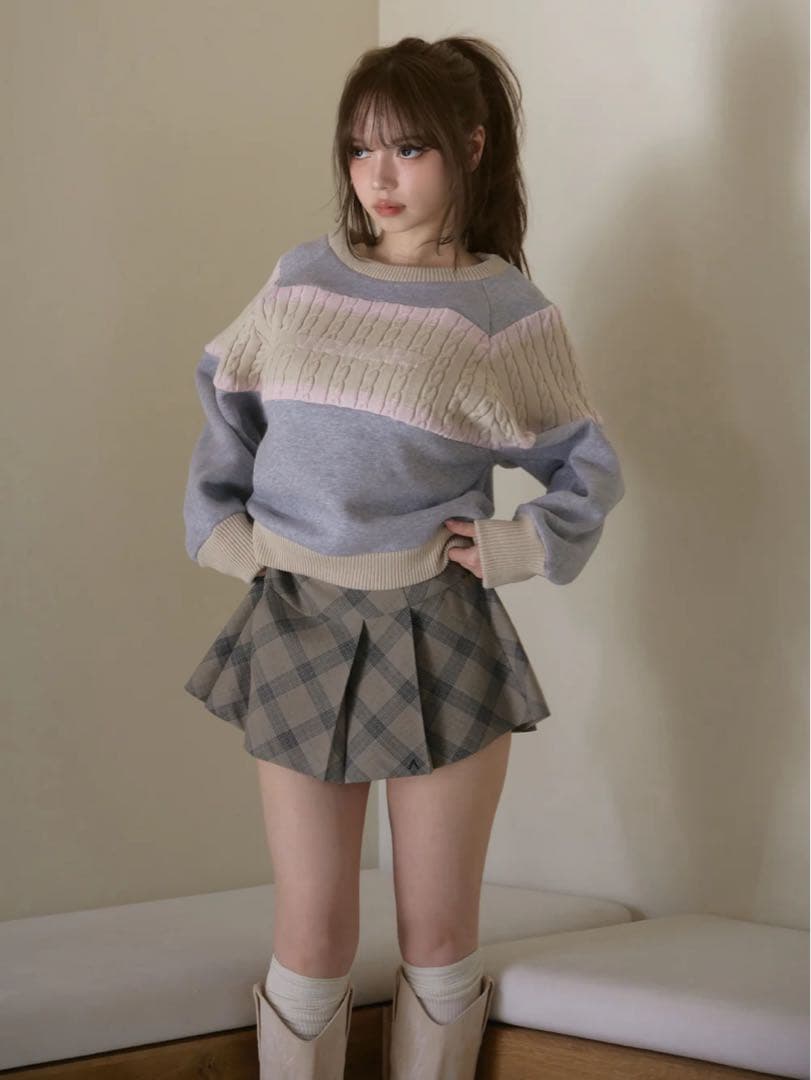 トップス andmary Logo loose sweat gray