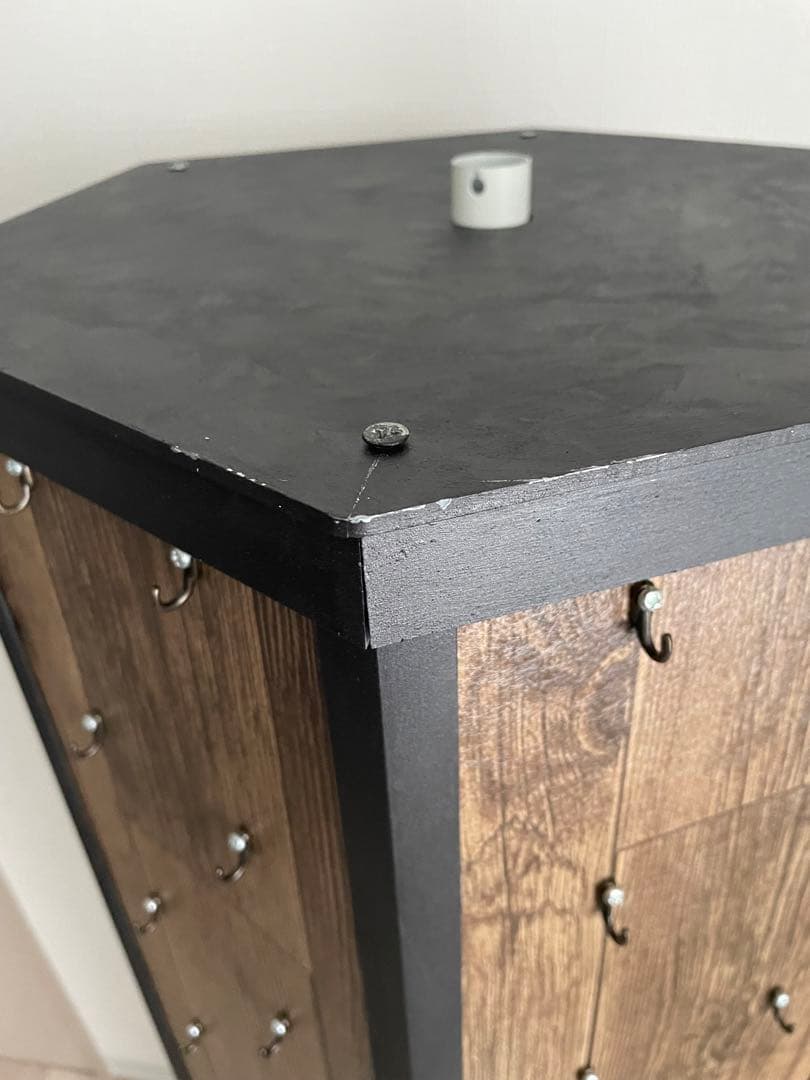 【店舗・イベント什器】木目アイアン調回転什器