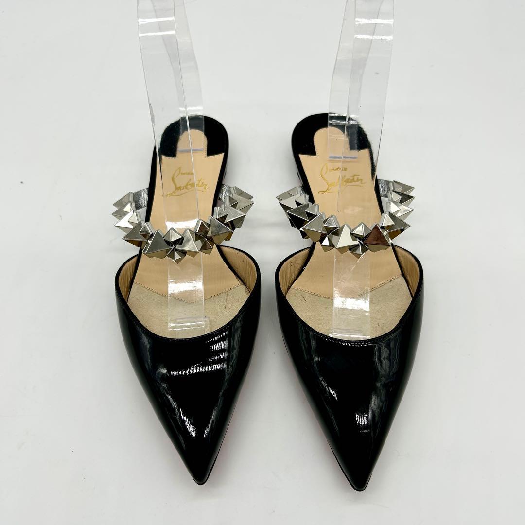 【未使用級】クリスチャンルブタン ミュール Planet Choc 黒 スタッズ