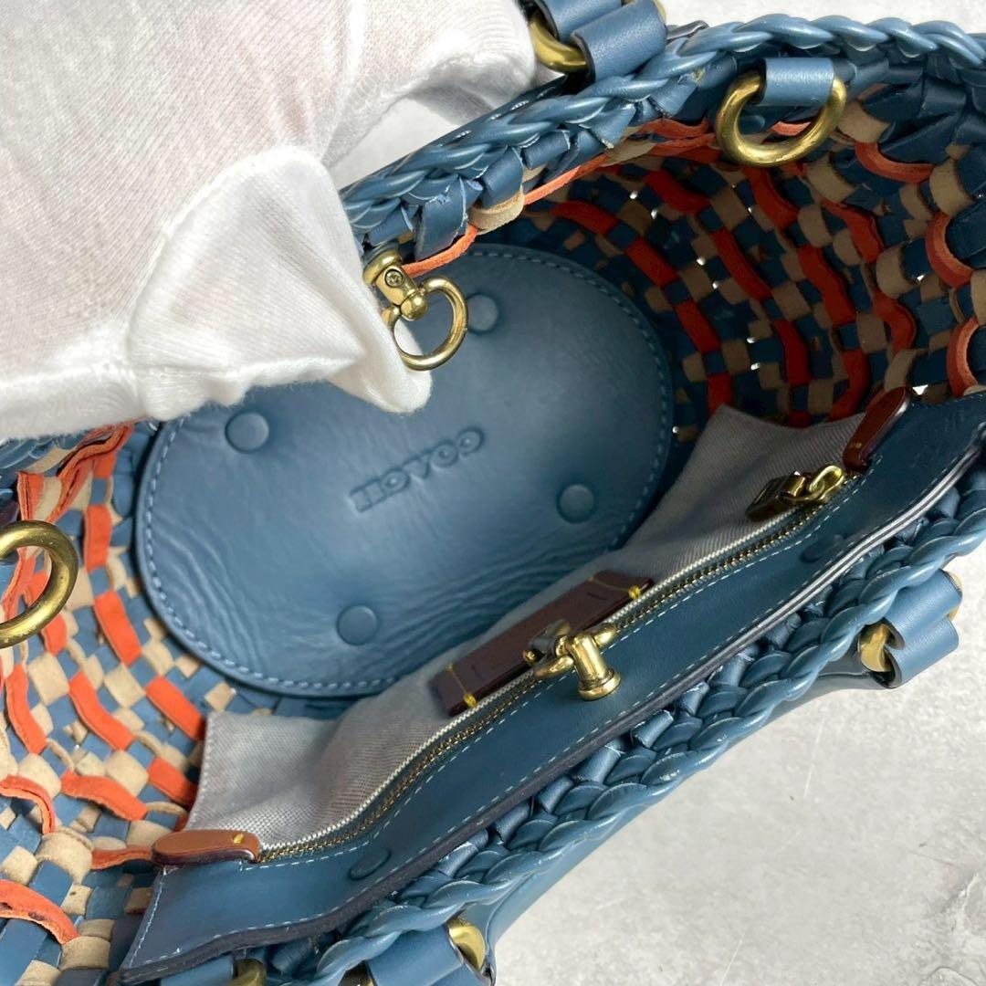 【未使用級】COACH コーチ カゴバッグ ブルー系 2044-603