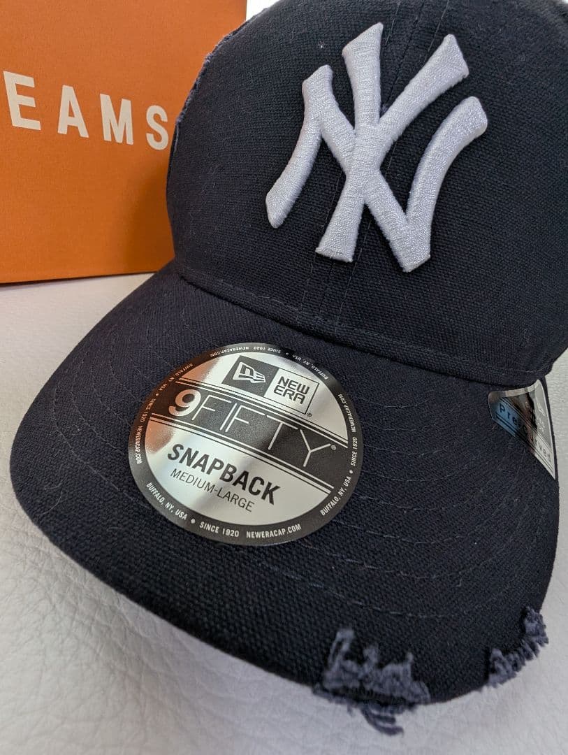 ビームス✕ニューエラ ダメージ キャップ ★ヤンキース★ネイビー帽子