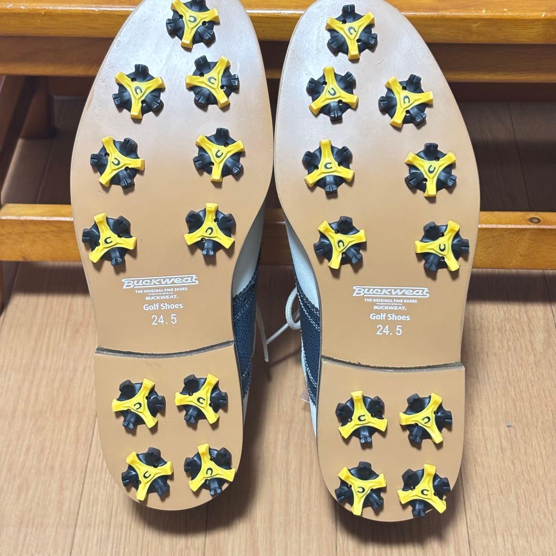 【未使用タグ付】Buckwheat ゴルフシューズ 24.5 完全防水 スパイク