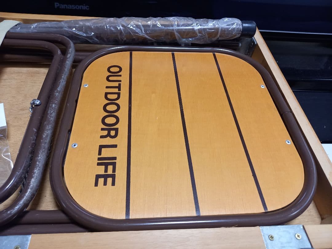 美品　OUTDOOR LIFE　ウッド　キャンピング　テーブル　チェア　セット