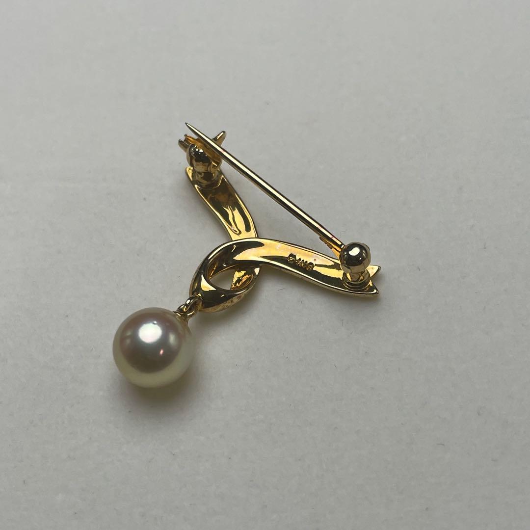 ミキモト アコヤ真珠 ブローチ 7.2mm K18