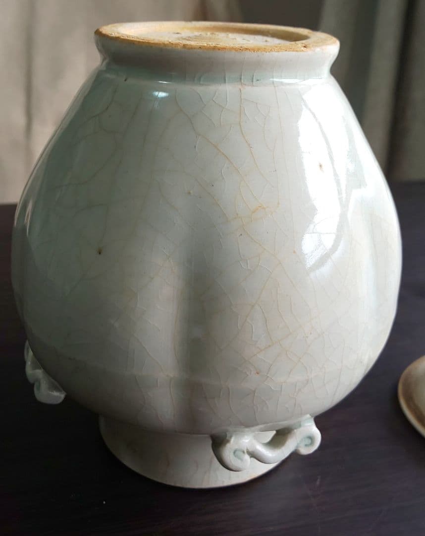 中国美術 宋 白磁 蓋付壺四耳壺 北宋時代(１２世紀後期)