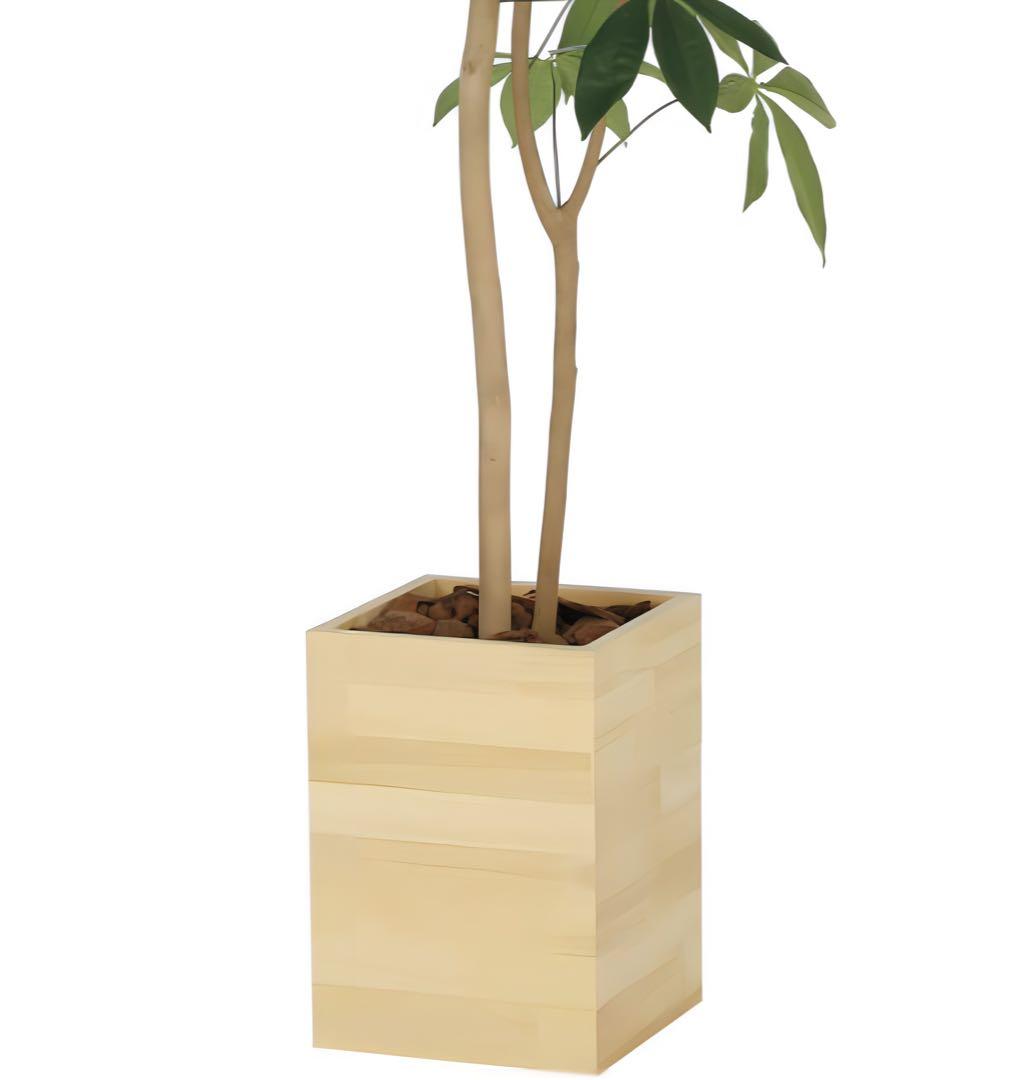 光触媒　人工観葉植物　フェイクグリーン　ウッドボックスパキラ1.6m