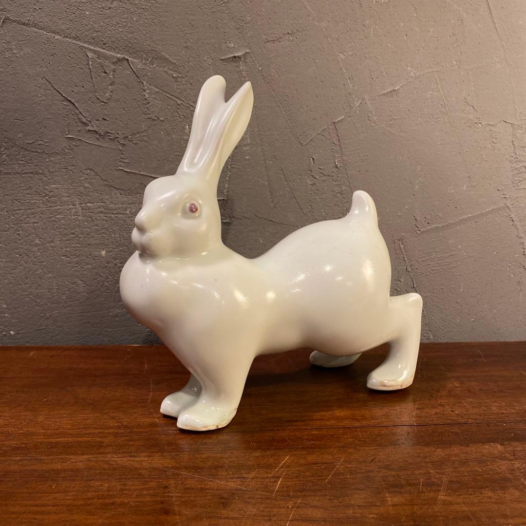 骨董品 兎 陶器製置物 フィギュリン オブジェ 昭和レトロ コレクション
