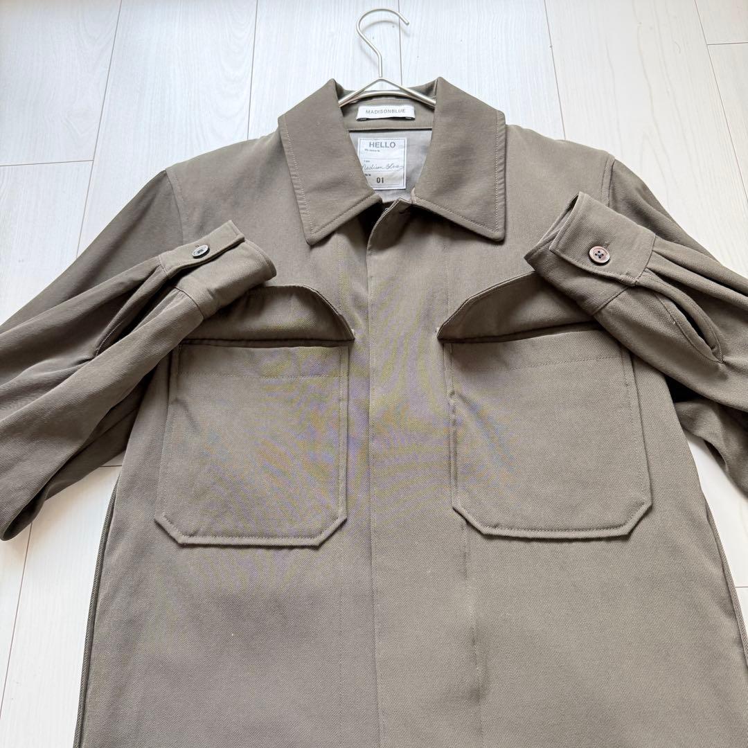 美品✨マディソンブルー　ウール　ロングシャツ　フランネル　カーキ　オリーブ