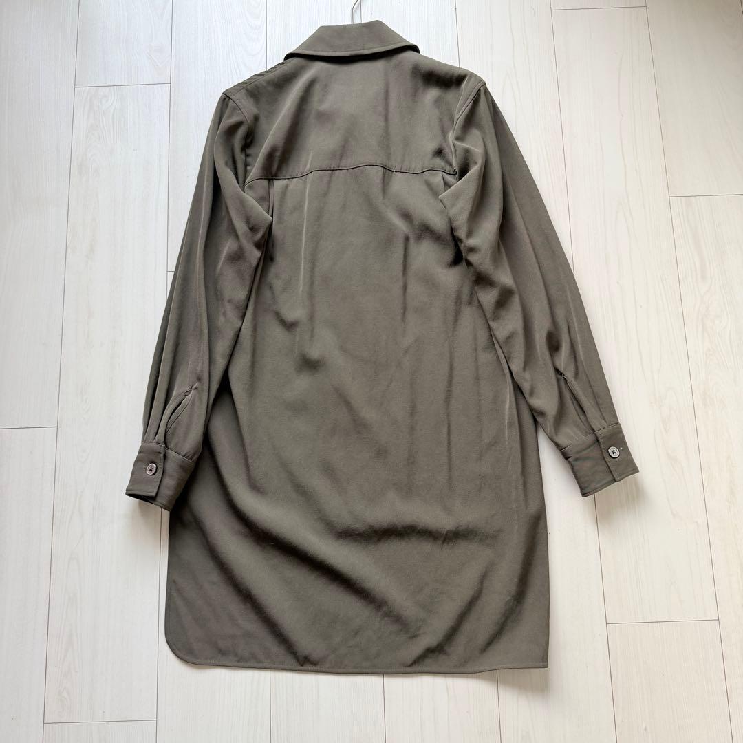 美品✨マディソンブルー　ウール　ロングシャツ　フランネル　カーキ　オリーブ