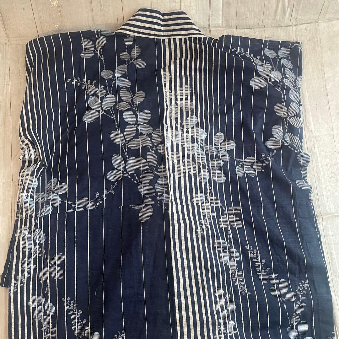 美品　夢工房　現代綿呂　単色　浴衣 着物　夏物　紺