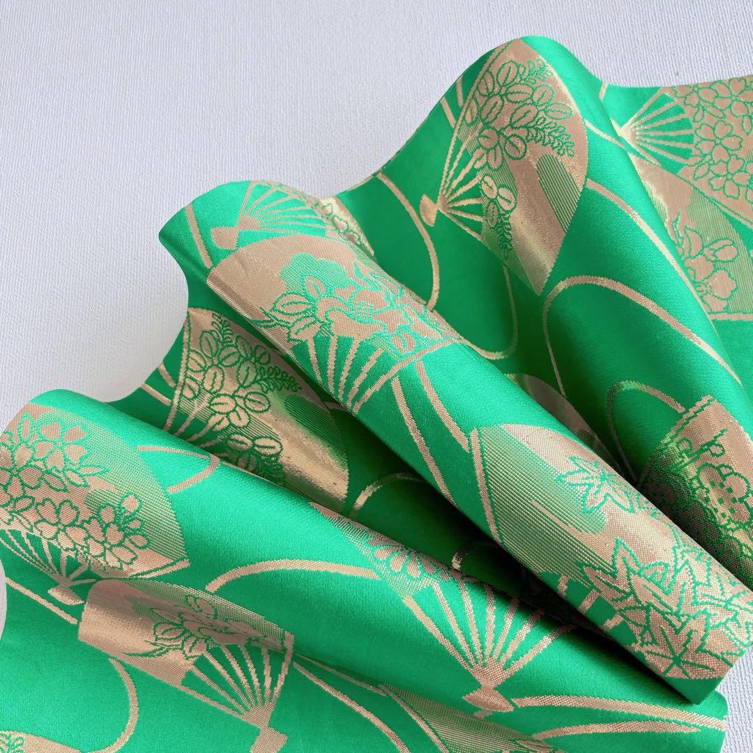 フルセット　七五三　７歳女の子　赤　桜蝶　未使用袋帯　緑地　簡単半衿　7093