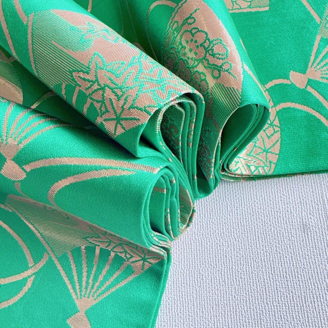 フルセット　七五三　７歳女の子　赤　桜蝶　未使用袋帯　緑地　簡単半衿　7093