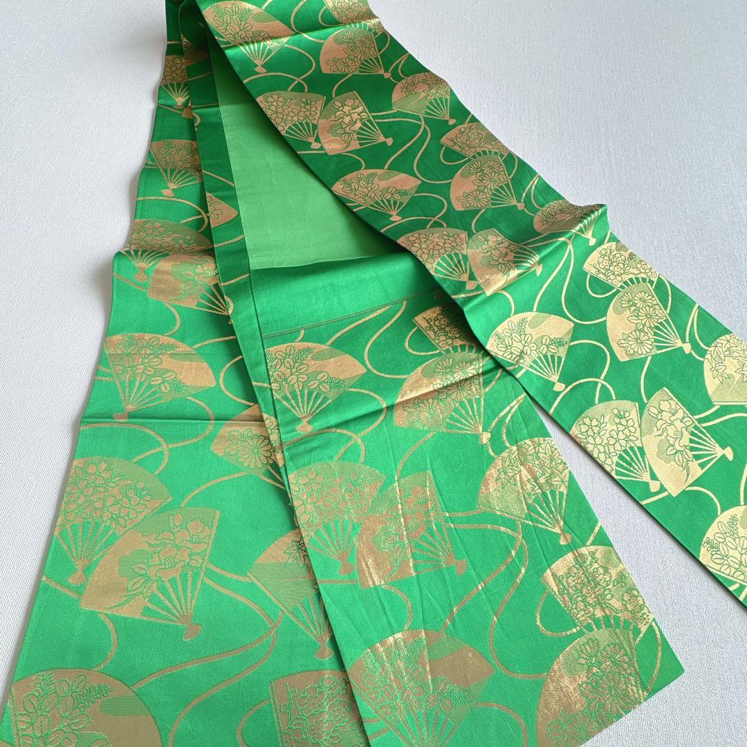 フルセット　七五三　７歳女の子　赤　桜蝶　未使用袋帯　緑地　簡単半衿　7093