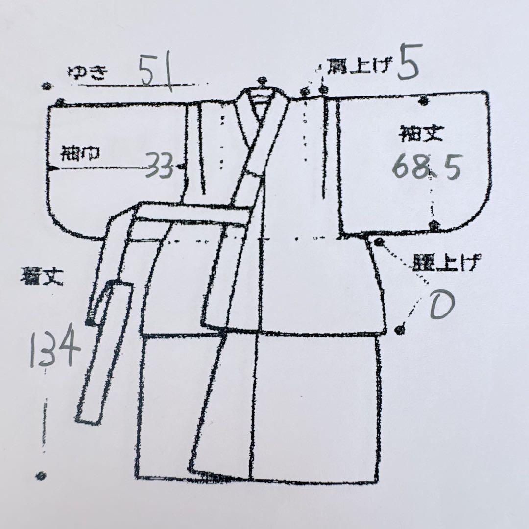 フルセット　七五三　７歳女の子　赤　桜蝶　未使用袋帯　緑地　簡単半衿　7093