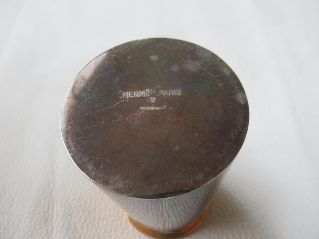 美品希少1974年フラン製◆エルメス 外部銀製内部錫 ティーボックスH9.6cm