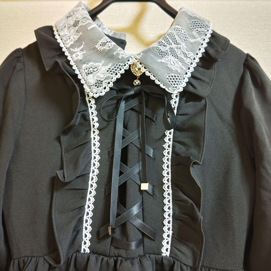 タグ付き ROJITA フロントレースアップワンピース ブラック