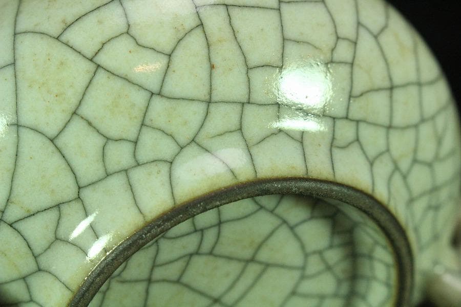 中国美術 哥釉 双耳 香炉(K-XA884)