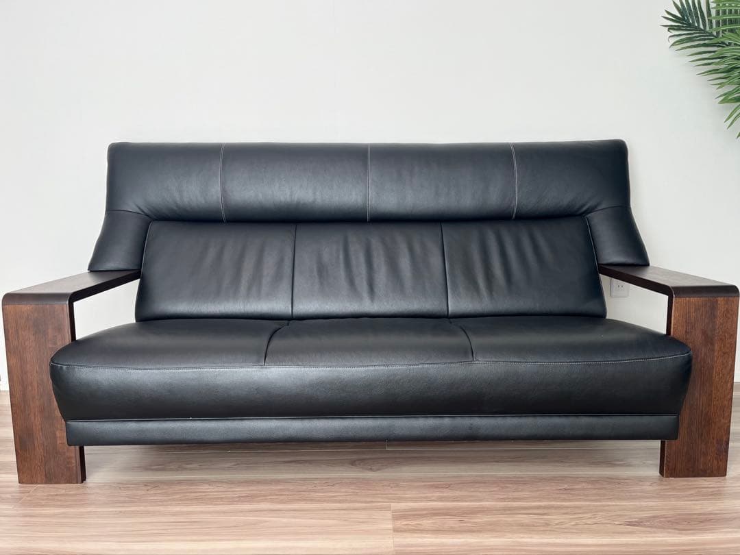 【美品】カリモク 3人掛けソファ　ダンテS　ブラック