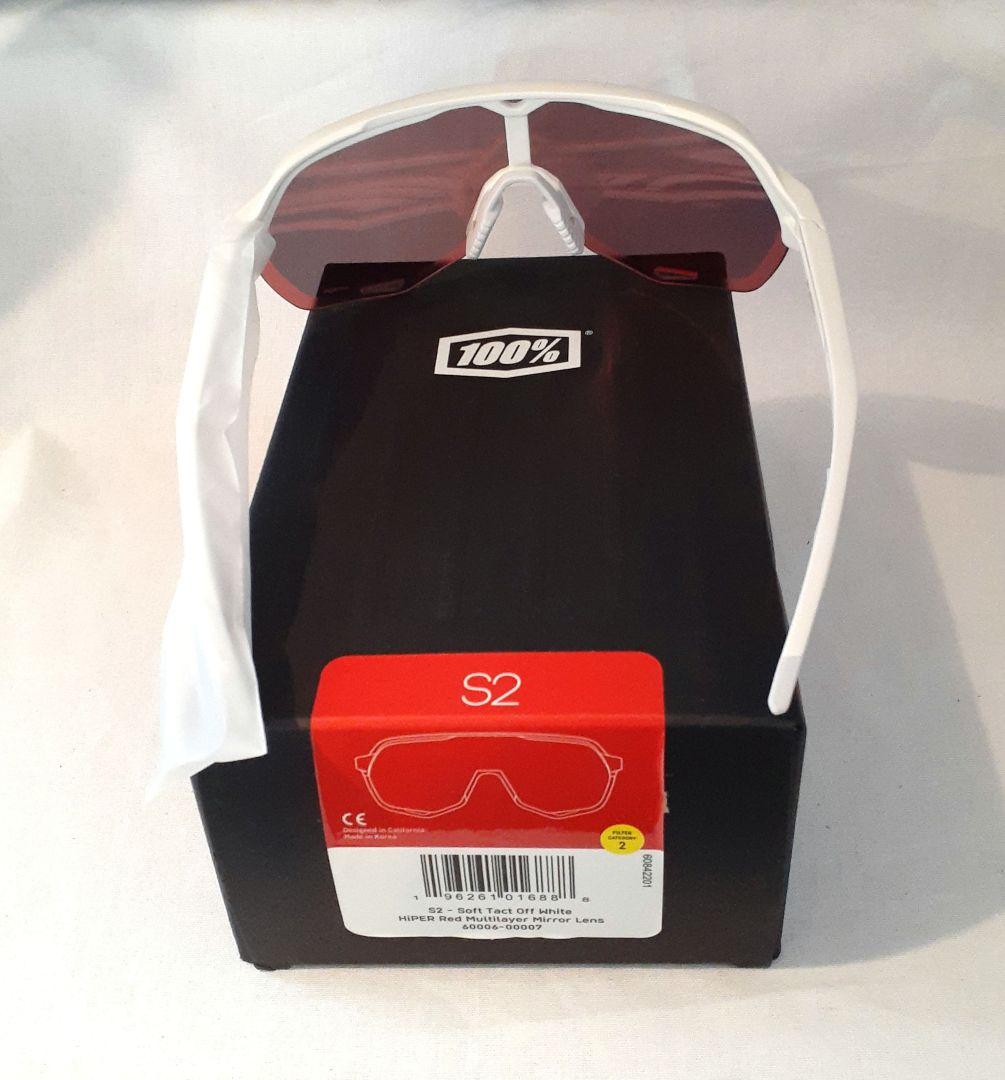 100% S2 ホワイト レッドミラーレンズ ワンハンドレッド サングラス