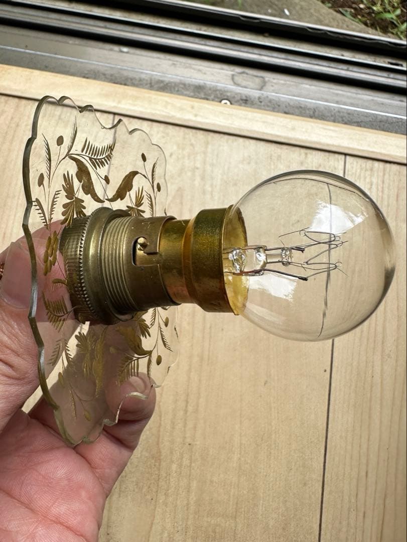 1900年代初頭 フランス アンティーク 金箔で絵付けされた美しいアトリエランプ