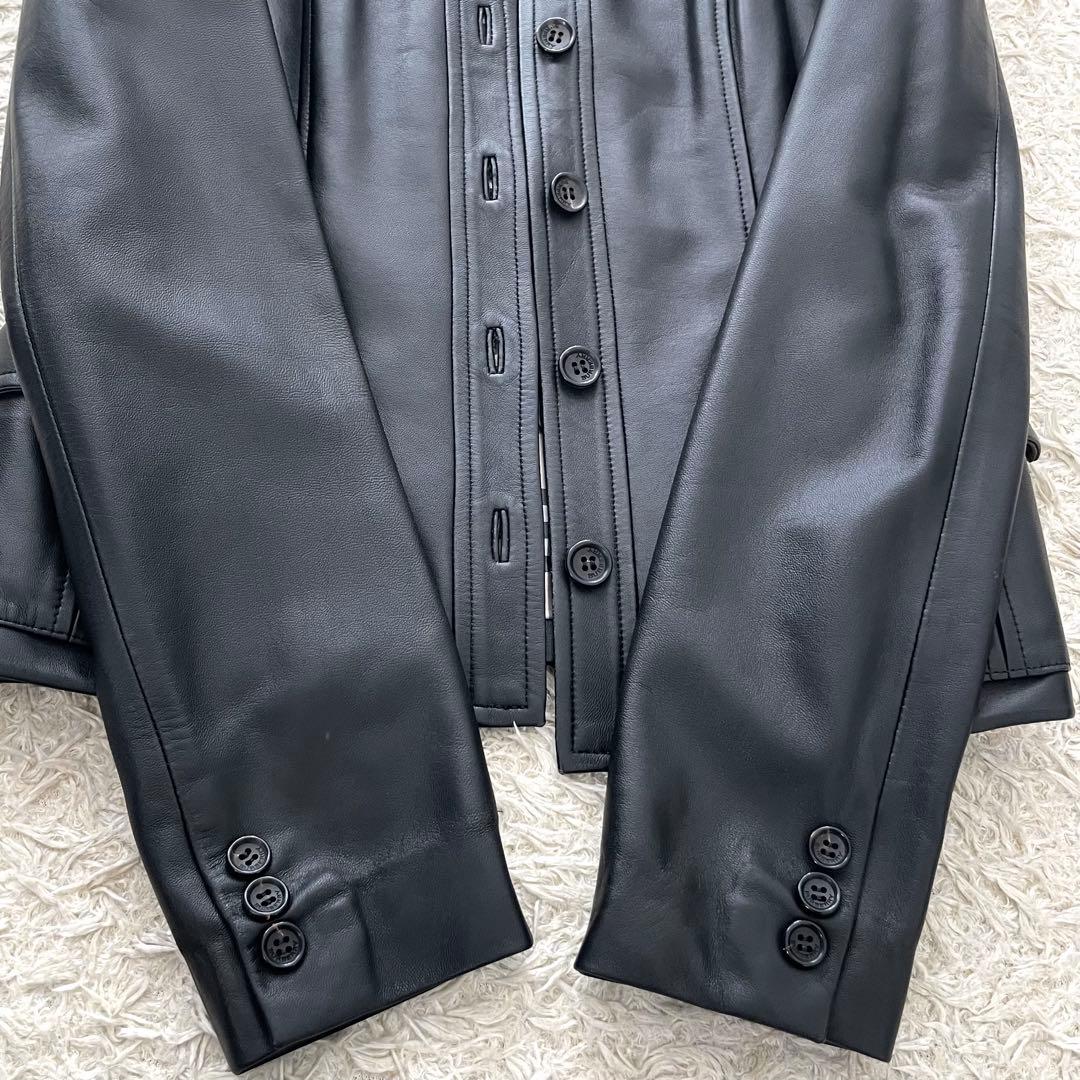 【極美品】バーバリー ロンドン ラム レザージャケット ノバチェック 黒 38