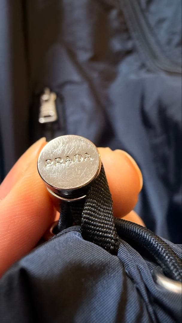 PRADA ナイロンジャケット 中綿 ネイビー三角ロゴ アウター ブルゾン