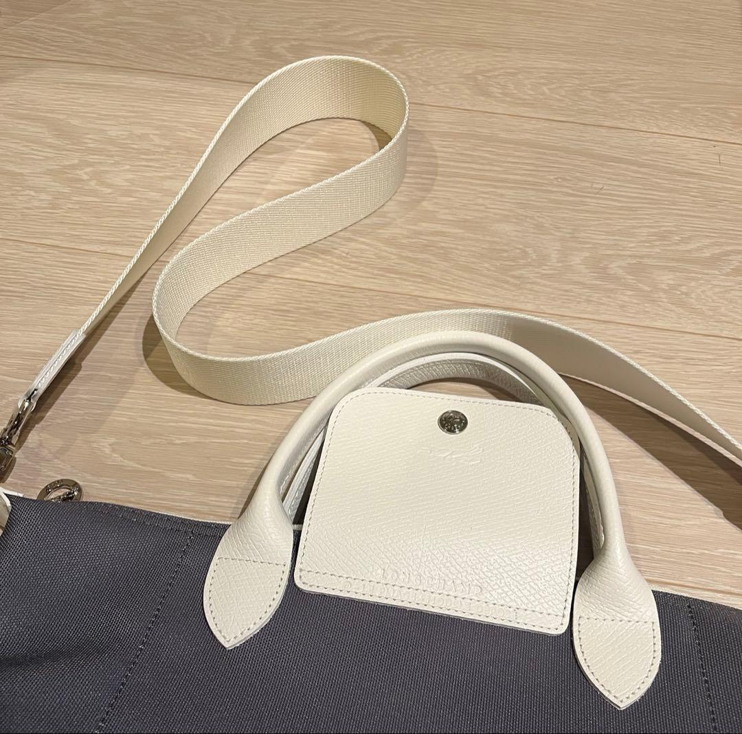 ロンシャン　カスタム　ショルダーバッグ　グレー　ホワイト　マイプリアージュ　S