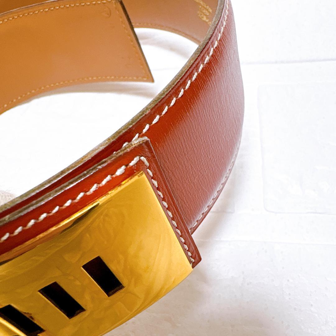 HERMES エルメス コリエドシアン メドール ベルト ブラウン×ゴールド