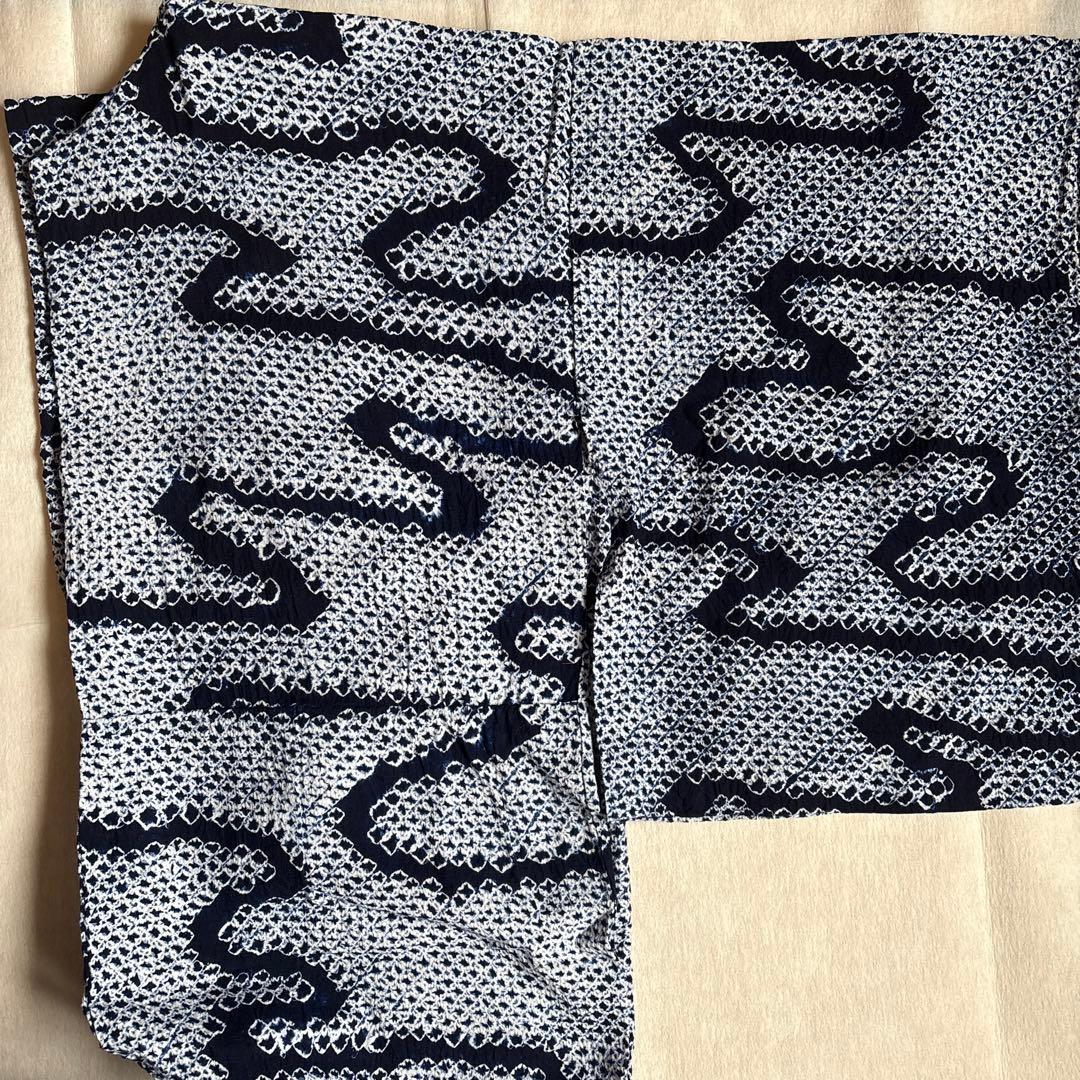 美品　有松絞り　藍染め　浴衣　木綿