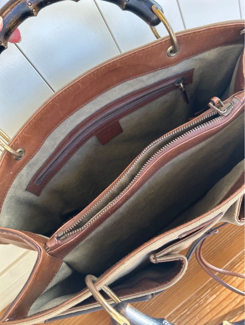 【美品】GUCCI グッチ バンブー トムフォード期 レザー ハンドバッグ　ロゴ