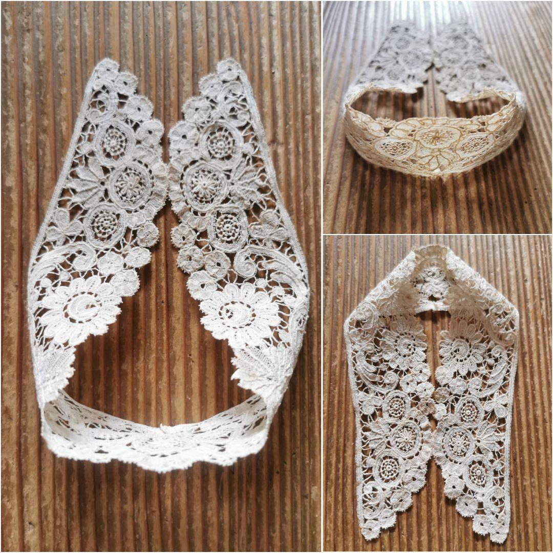 アンティーク ポワンドローズ ロゼッタ ボビン＆ニードルワークレース 付け襟