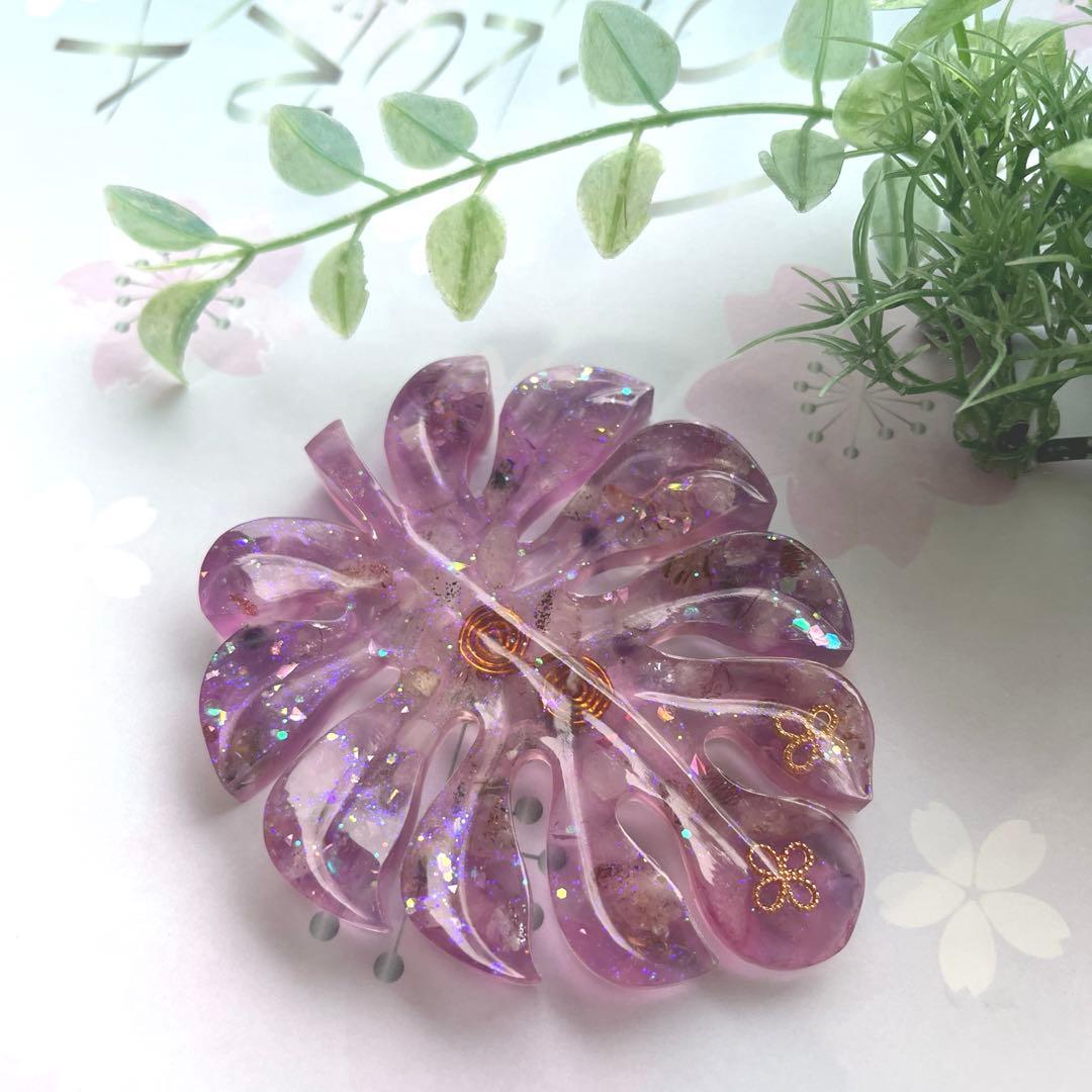 つねりん オルゴナイト　モンステラ型　4点